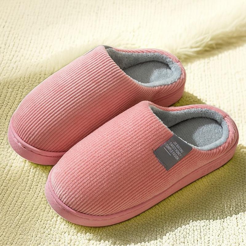 Cotton slippers women's winter home hair slippers piled warm home couple cotton shoes soft sole