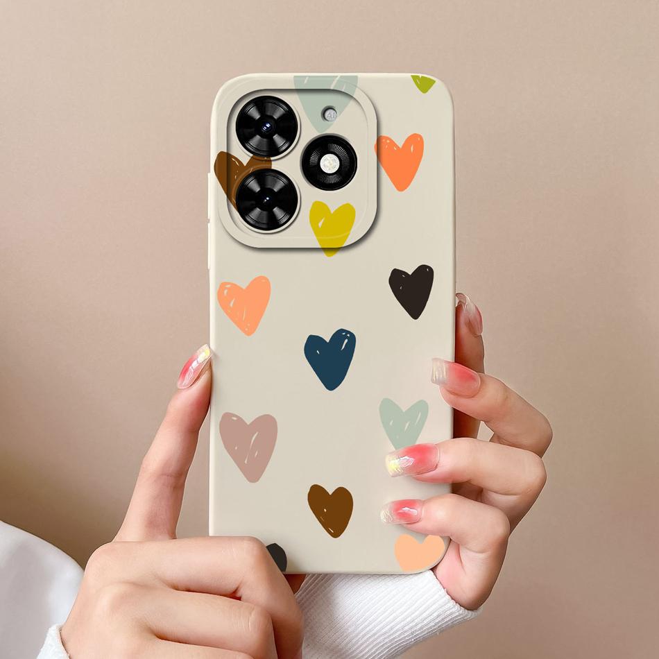 For Tecno Spark Go 2024 Case Simple Heart Soft Liquid Silicone Camera Protection Back Cover For Tecno SparkGo Funda Phone Shell