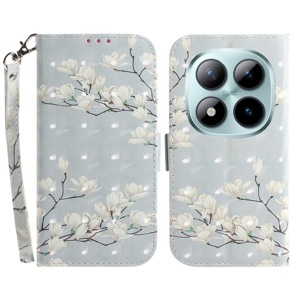 עבור Xiaomi Redmi Note 15 Pro 5G (גלובלי) ארנק עור עם הדפסת דוגמה, כיסוי טלפון עם רצועת יד