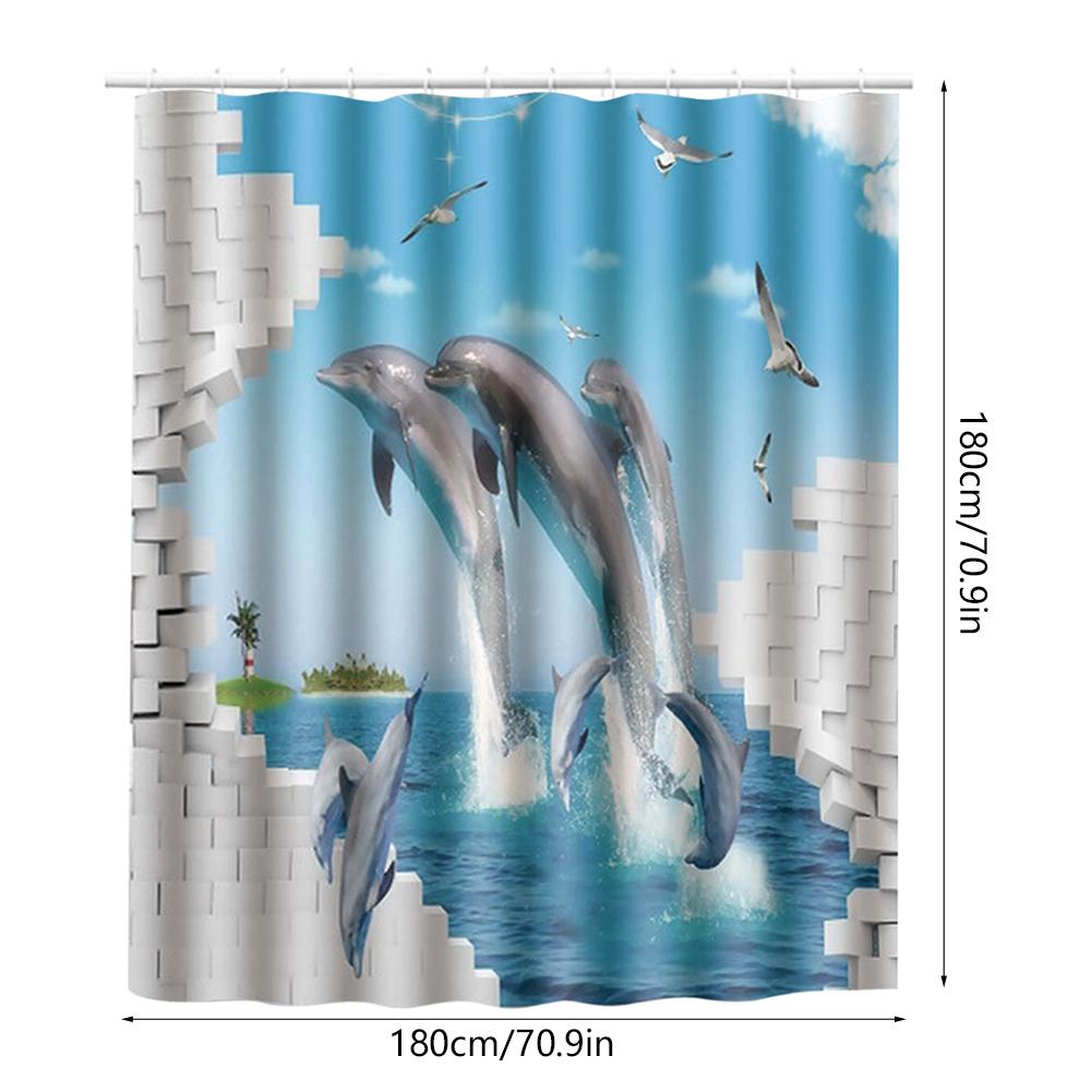 180x180cm Beautiful Print Shower Curtain Polyester Waterproof Bathroom Bath Curtain