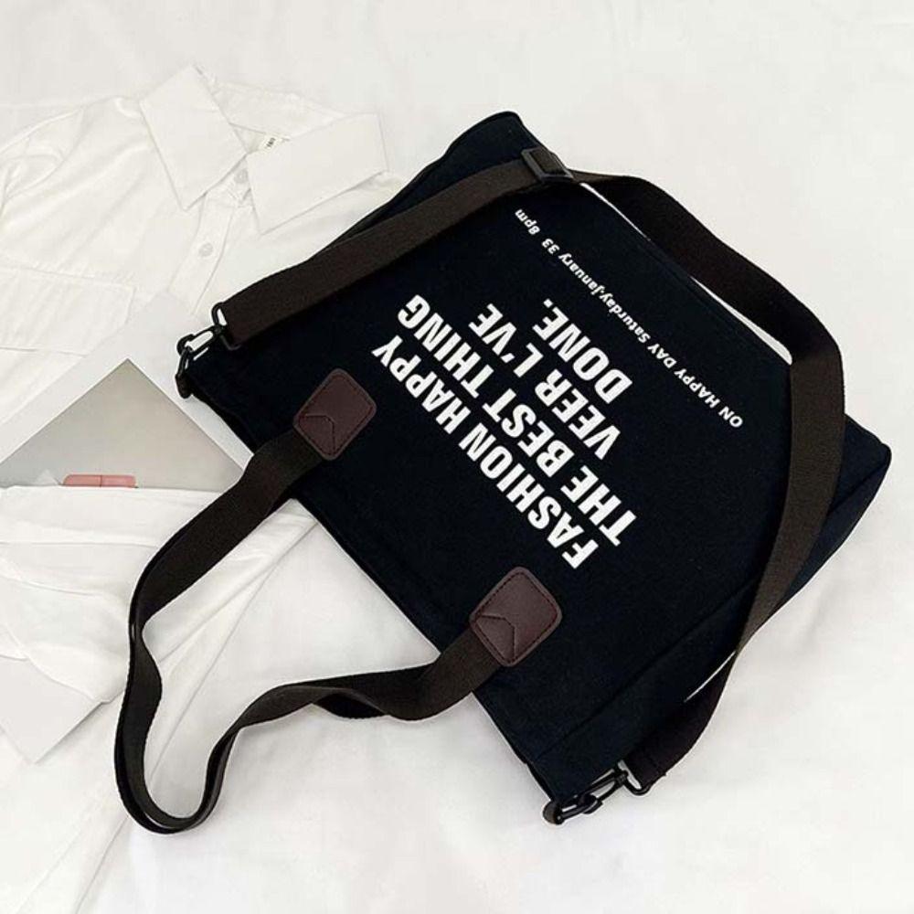 Storage Pouch Letter Canvas Shoulder Bag Large Capacity Casual Women Tote Bag Soft Underarm Bag Versatile Canvas Handbag Travel