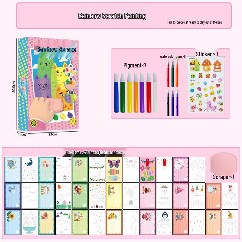 

Детская мультяшная акварельная скретч-арт книга «Сделай сам» - Полный набор для рисования и творчества