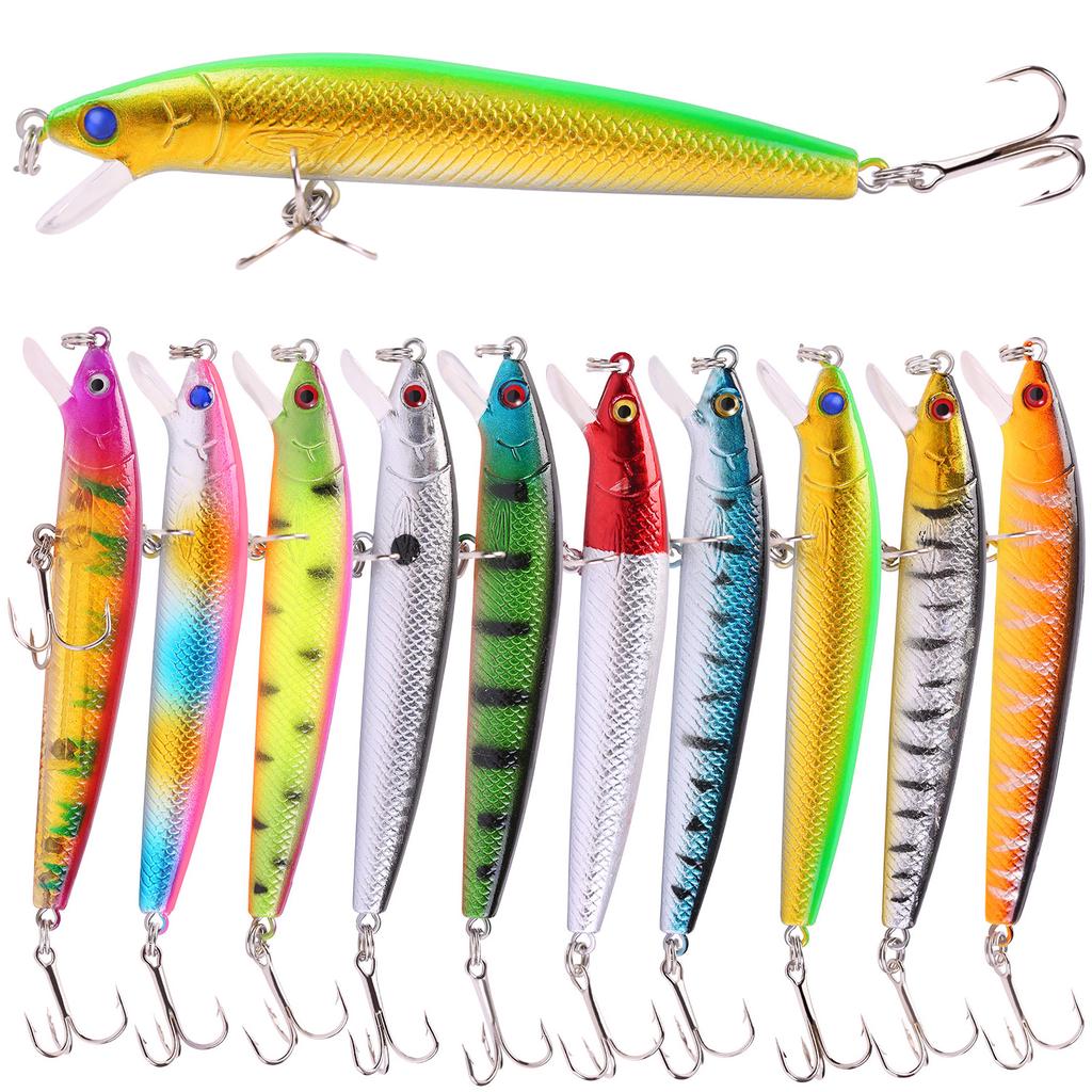 SOUGAYILANG 10Pcs 12.3CM 10G Bait Minnow Fishing Lures Hard Baits Kit for Bass Trout Crankbaits Jerkbaits Fishing Lures