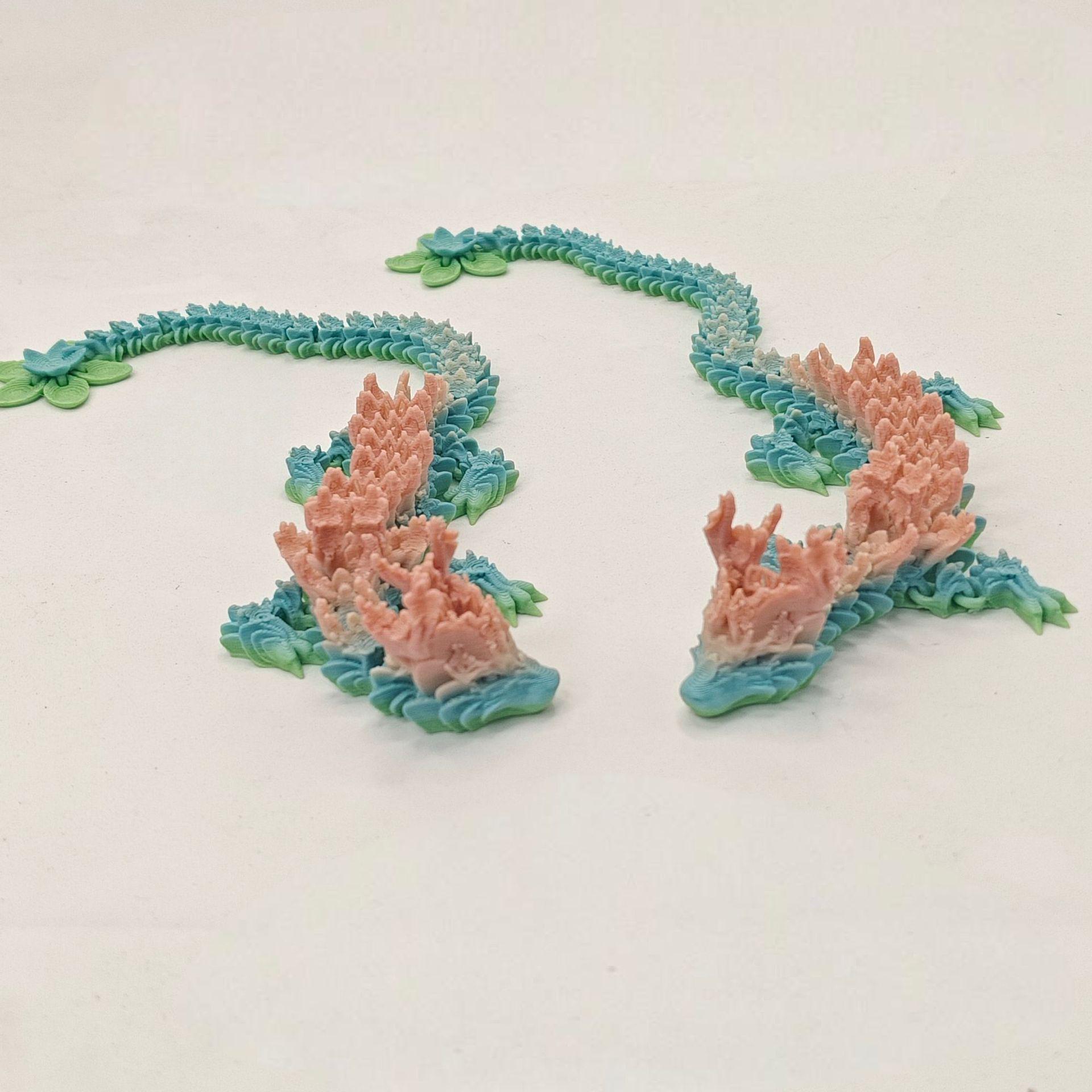 

3D-печатная подвижная фигурка дракона с цветущей сакурой и яйцом дракона - украшение, фигурка с подвижным телом