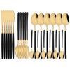 24Pcs Pink Gold Cutlery Set Knife Forks Coffee Spoon Tableware Set Mirror Flatware Stainless Steel Dinnerware Western Silverware