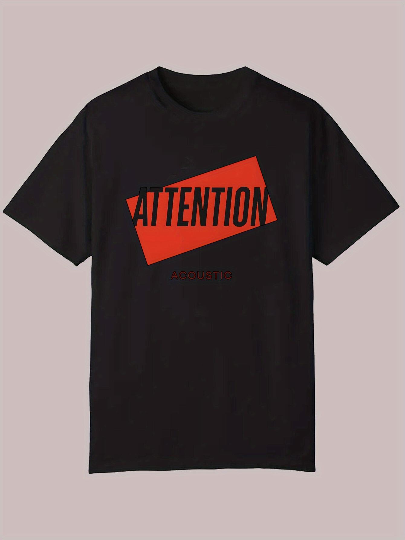 Summer Casual Short Sleeve T-shirt - Bold ATTENTION Graphic Print XXL