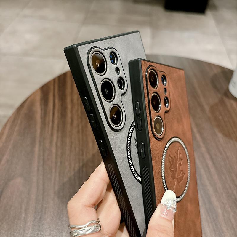 Pro Magsafe Kožené Nárazuvzdorné Pouzdra na Telefon Pro Samsung Galaxy S21 S22 S23 S24 S25 Note 20 Ultra Magnetický Kryt pro Bezdrátové Nabíjení