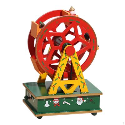 Christmas Music Box Ornament Wheel Tabletop Wooden Musical for Festivals