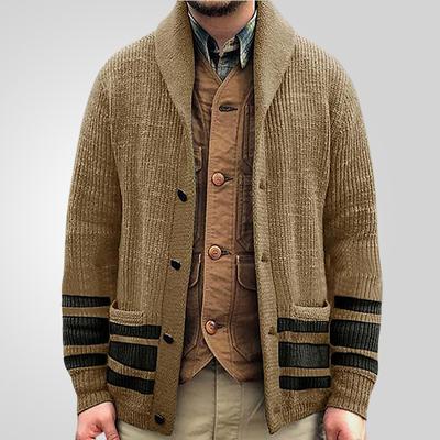 New Versatile Autumn And Winter Cardigan Men'S Retro Knitted Sweater Jacket Long Sleeved Heavy Jacquard Sweater