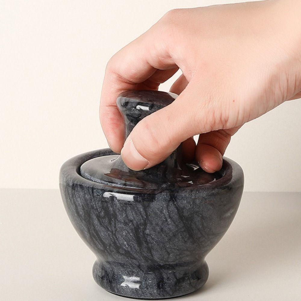 Practical Manual Marble Garlic Mortar Mushroom Pestle Mini Herbs Grind Bowl Retro Household Spices Mill Kitchen Utensil