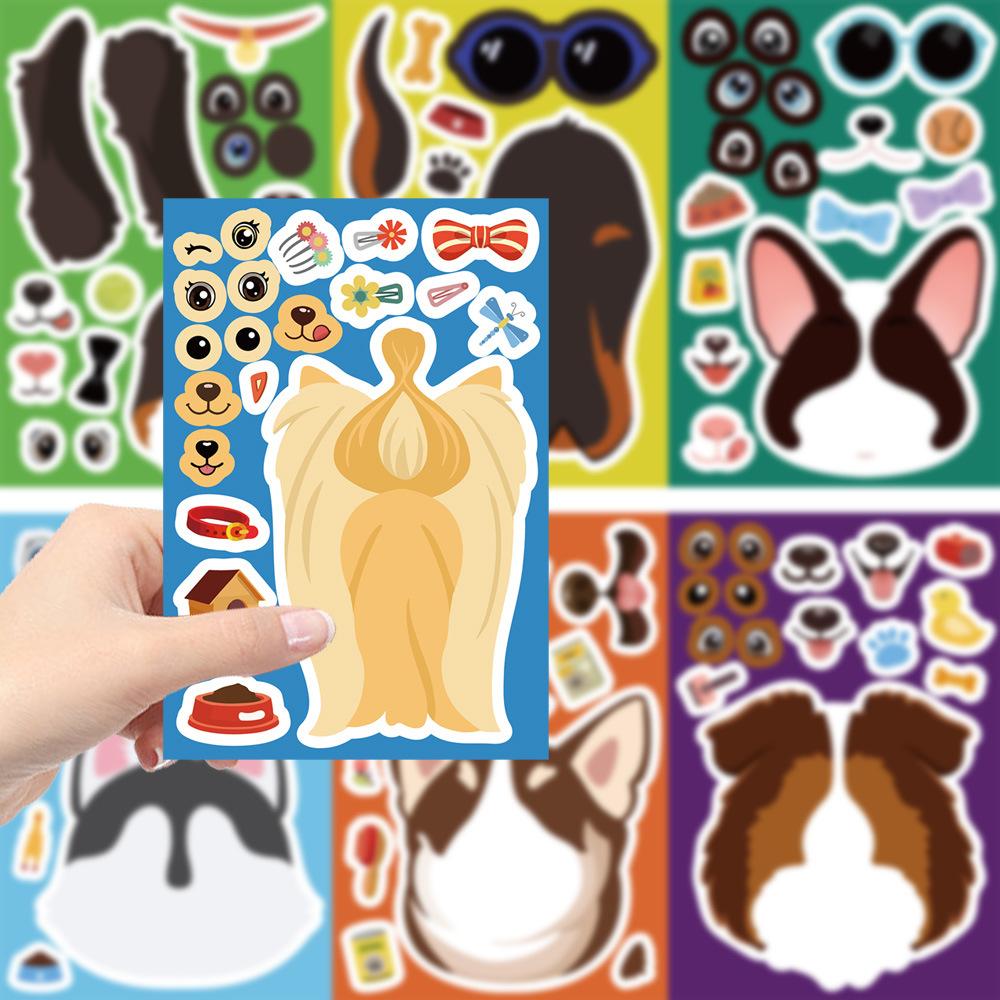 8 Cartoon Fun Dogs Make A Face Collage DIY Decorative Guka Hand Account Mobile Phone Case Notebook