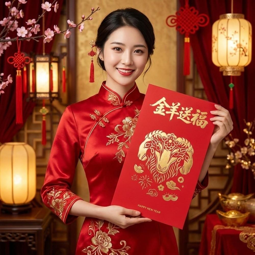 Paper Sheep Year Large Red Envelope Traditional Big Hongbag Lucky Money Envelope Spring Festival