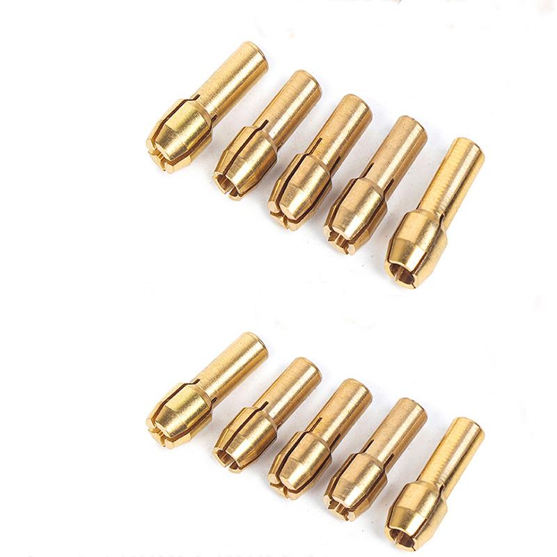 10-11pcs/batch Mini Drill Brass Collet Collet for Rotary Tools 0.5-3.2mm Brass and Nut for Accessory Set