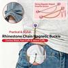 New 2 PCS Rhinestone Magnetic Waist Cinch Clips With Adjustable Chain For Tightening Oversized Tops