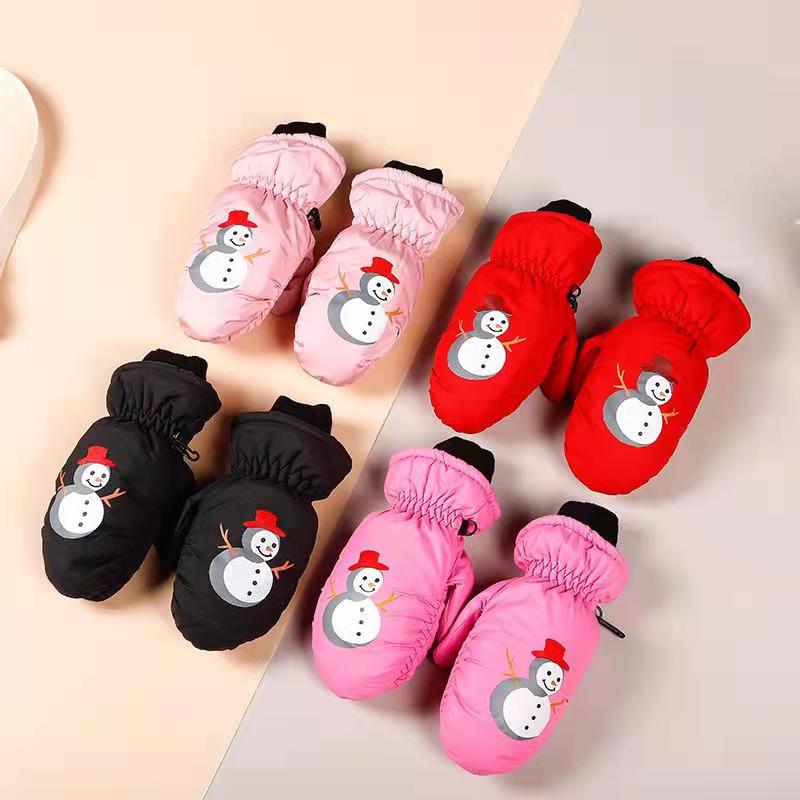 Kids' Cartoon Ski Mittens: Warm, Windproof, Waterproof, for Ages 3-10
