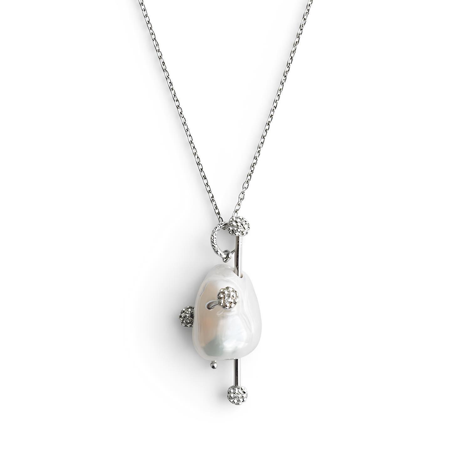 Irregular Alien Pearl Personality Baroque Spike Metal Design Styling Necklace Gift