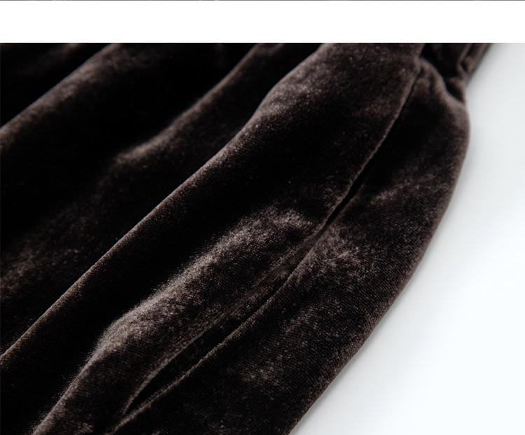 Silk Velvet High-Waist Wide-Leg Pants - Plus Size, Slimming, Mulberry Silk, Casual.