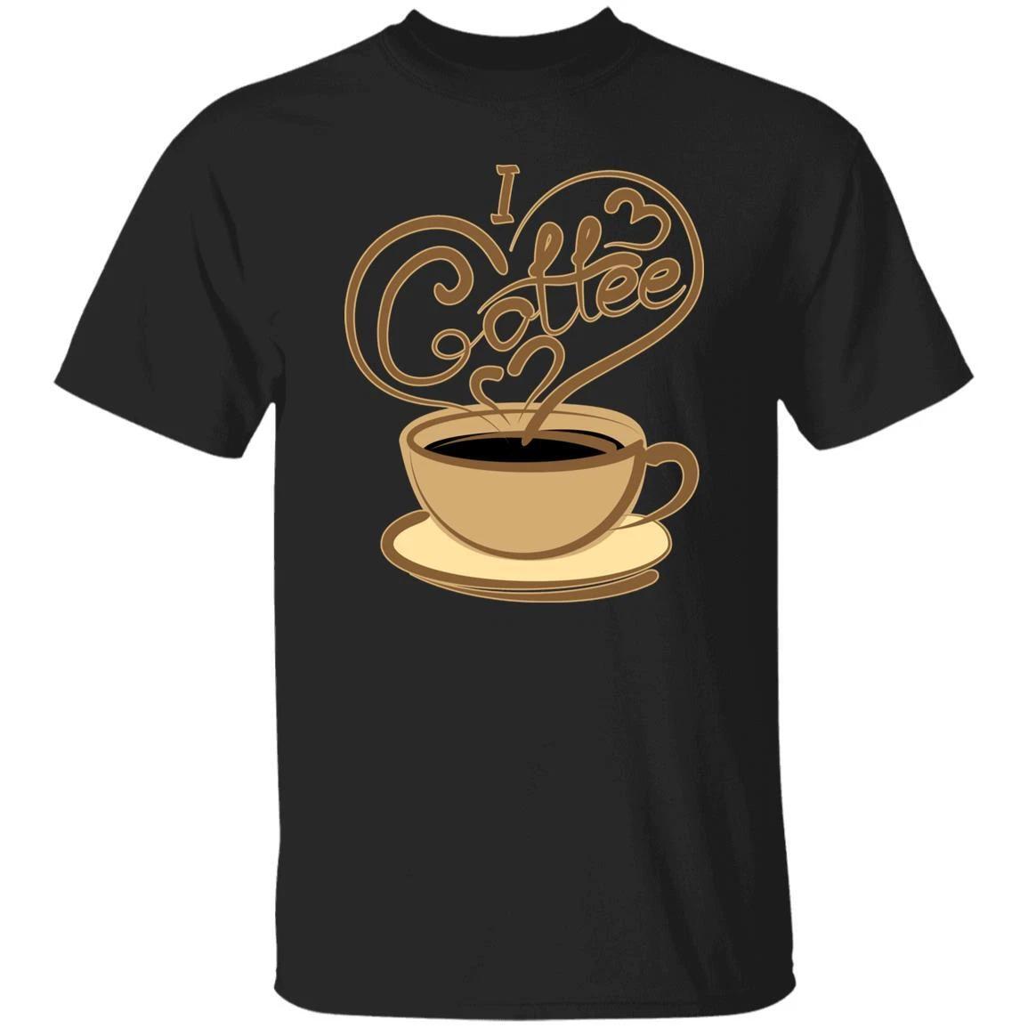 I love coffee Unisex shirt gift cafe barista coffee lover tee black dark heather 4XL