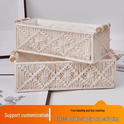 Handmade Cotton Rope Woven Storage Basket - Artistic Retro Desktop Organizer