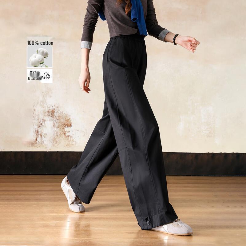 Demana Women s Brushed Cotton High-Waist Curved Casual Pants M