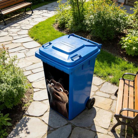 Dustbin Sticker Funny Cartoon Animal Wheelie Bin Decal Self Adhesive Cute Monkey Chicken Cat Sticker for Door Trash Cans Bins Driveway Garden Patio