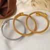 Light Luxury Adjustable Steel Wire Bangle, 18K Gold Plated Stainless Steel Minimalist Open Cuff for Women & Men