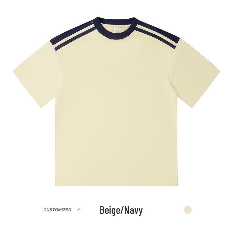 

Унисекс Модная Летняя 240г Тяжелый Хлопок Контрастное Плечо Короткий Рукав Круглый Вырез Футболка M