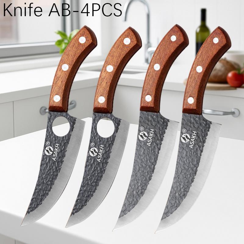 Stainless Steel Boning Knife Kitchen Skinning Butcher Knife Meat Cleaver Fruit Paring Hand-Forged Kitchen Knife Wooden Handle