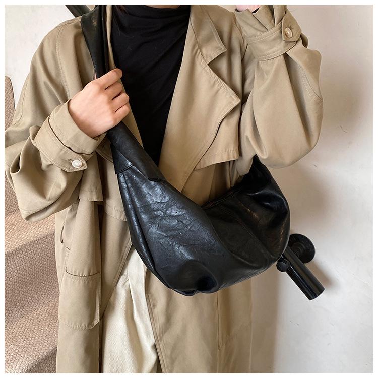 Lux Retro Soft Leather Pleated Dumpling Bag - Versatile Large Capacity Shoulder/Crossbody for Commuting