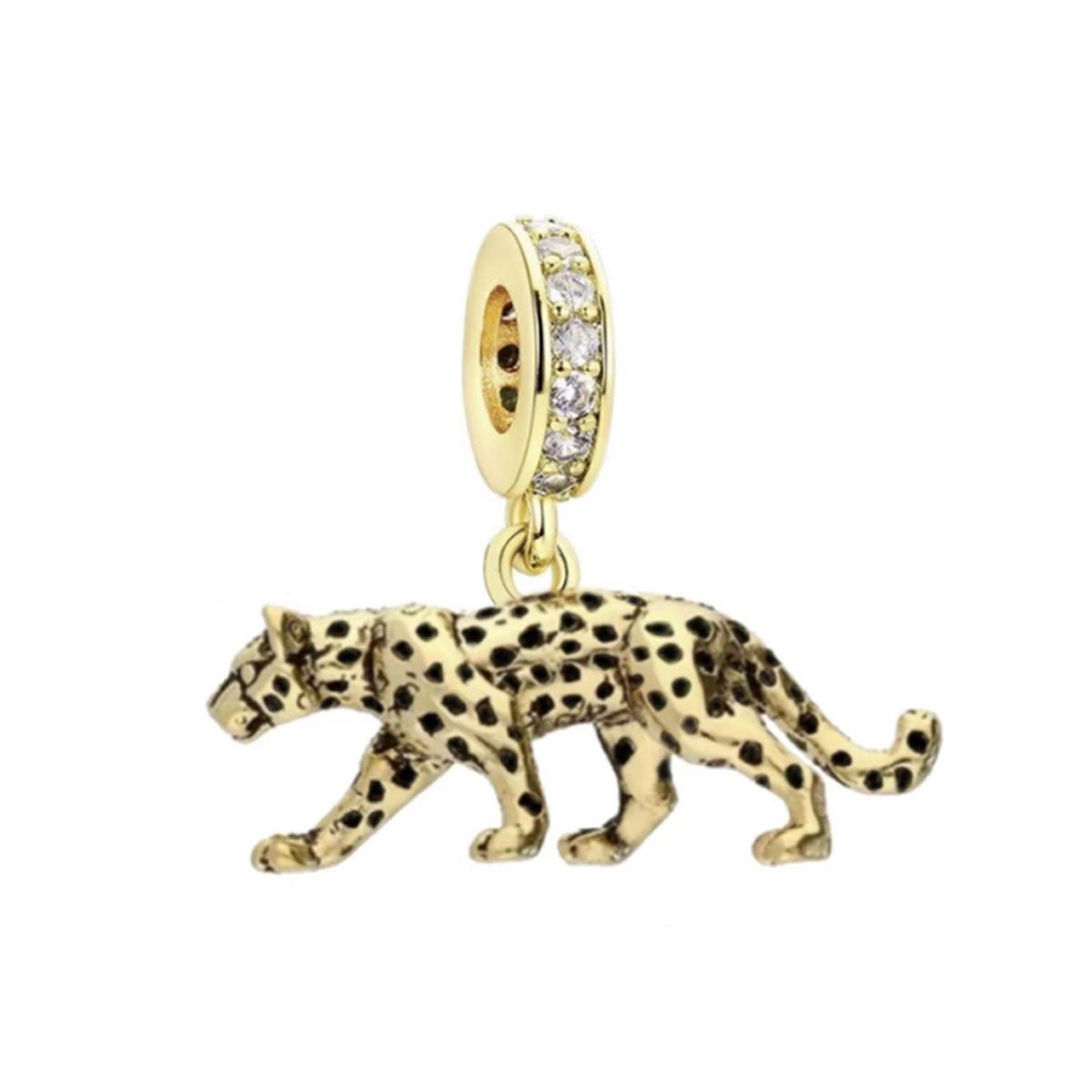 Gold Leopard Gepard Serie Anhänger Geeignet für Charm Echtes Kupfer Armband DIY Stil Damenschmuck Geschenk Boutique Anhänger beige