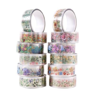 12 Rotoli Nastro Decorativo Floreale Resistente all'Acqua Nastro in PET Nastro Estetico per Artigianato Scrapbooking Cornice per Foto Diario 15mmX2M