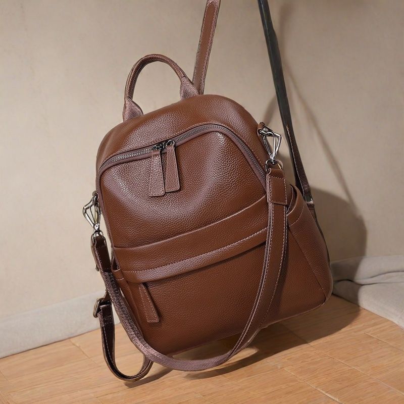 Women's Premium Cowhide Leather Backpack Casual Travel Daypack