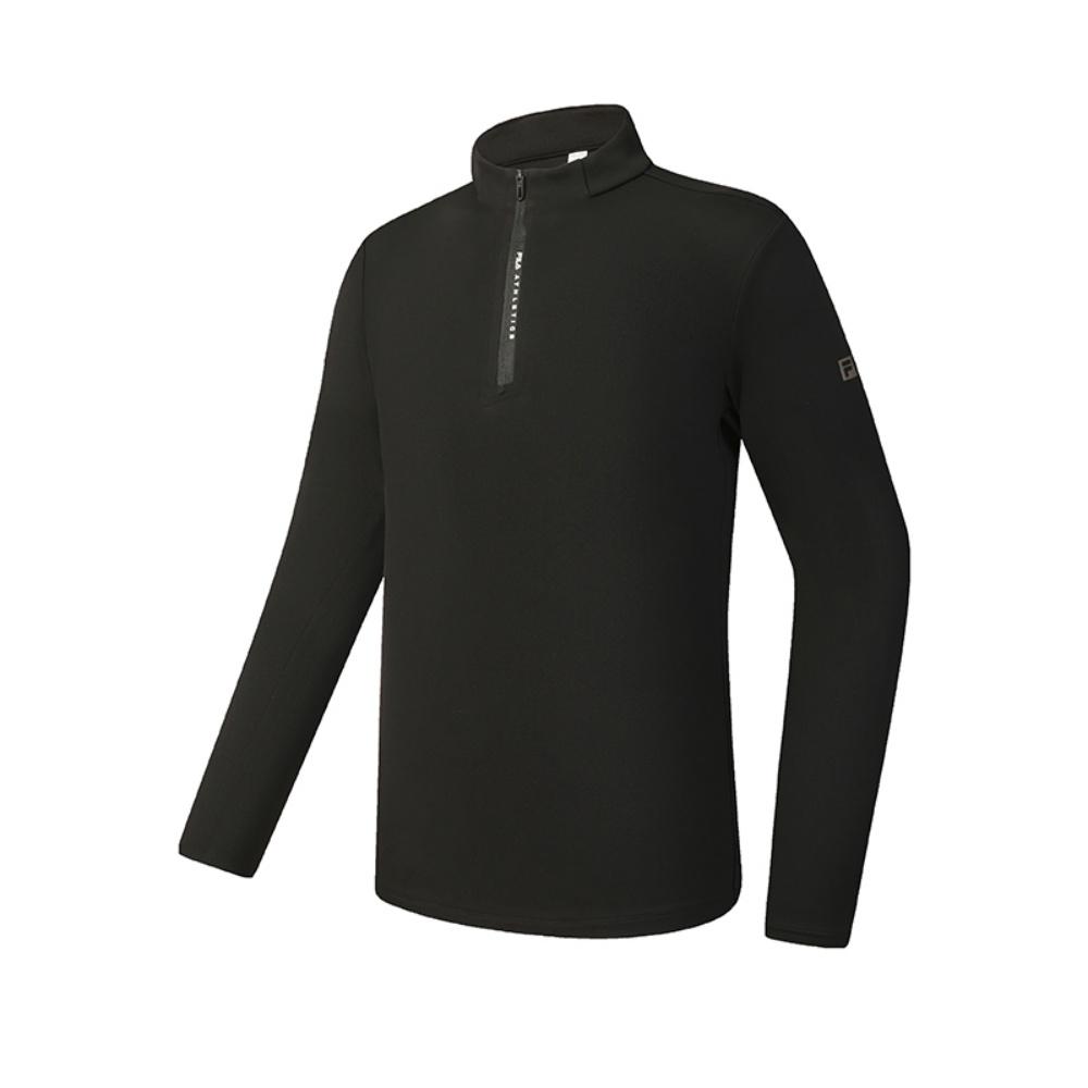 Fila Fitness Simple Fashion Sports Casual Versatile Knitted Long Sleeve T-Shirt Men Tops Deep-Black A11M541203FBK