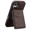 DENIOR D20 For iPhone 16 Case Detachable Card Bag Rotary Kickstand Leather+PC+TPU Cover