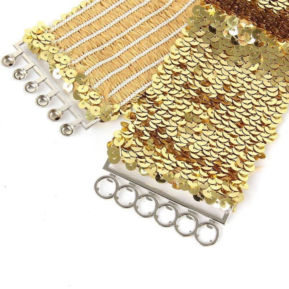 Elastic Sequin Stretch Belly Wide Buckle Belt Waistband