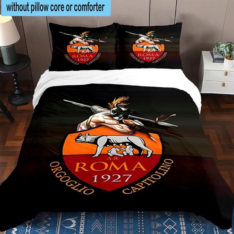 Set Biancheria da Letto Stampato 3 Pezzi Wolf Football Club Roma Copripiumino Chiusura Include 1 Copripiumino & 2 Federe Set Biancheria da Letto Arredamento Casa Regali