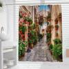VIKAMA European-Style Garden Landscape Shower Curtain Waterproof Bathroom Partition Curtain for Wet/Dry Separation Home Decor