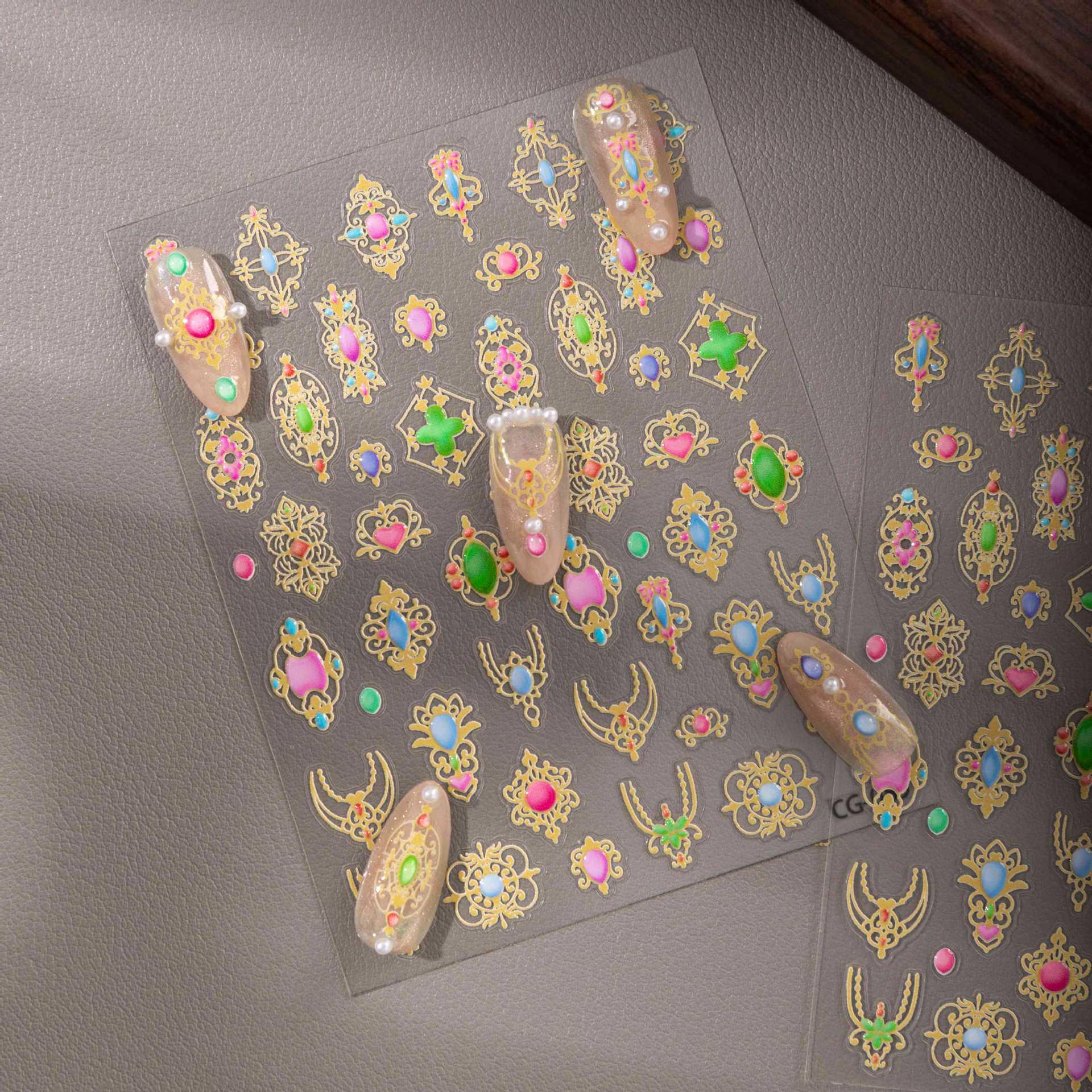 

Cyansea Baroque Gemstone Gold Nail & Phone Decorative Stickers for Mature Women CG-089