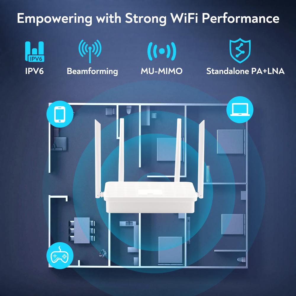 AC1200M WiFi Router - High - Speed, Dual - Band 5G, Smart WiFi, Gigabit Ethernet, European Plug