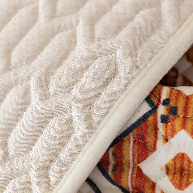 Flannel Printing Ethnic Style Sofa Cushion Autumn and Winter Thickened Non-Slip Plush Cushion Cover New Plush Sofa Cushion