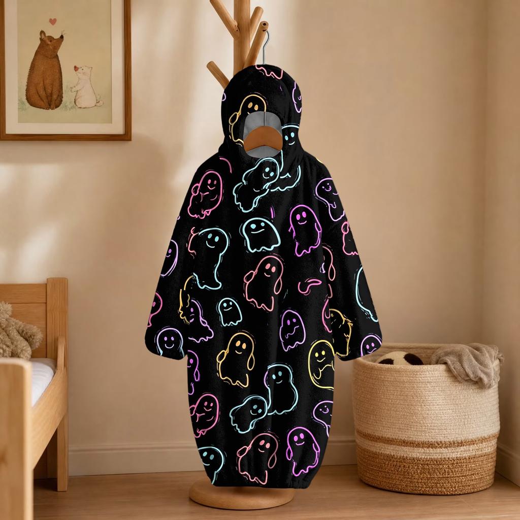 Kids Halloween Printed Flannel Romper Pajama Set for Fun Holiday Sleepwear