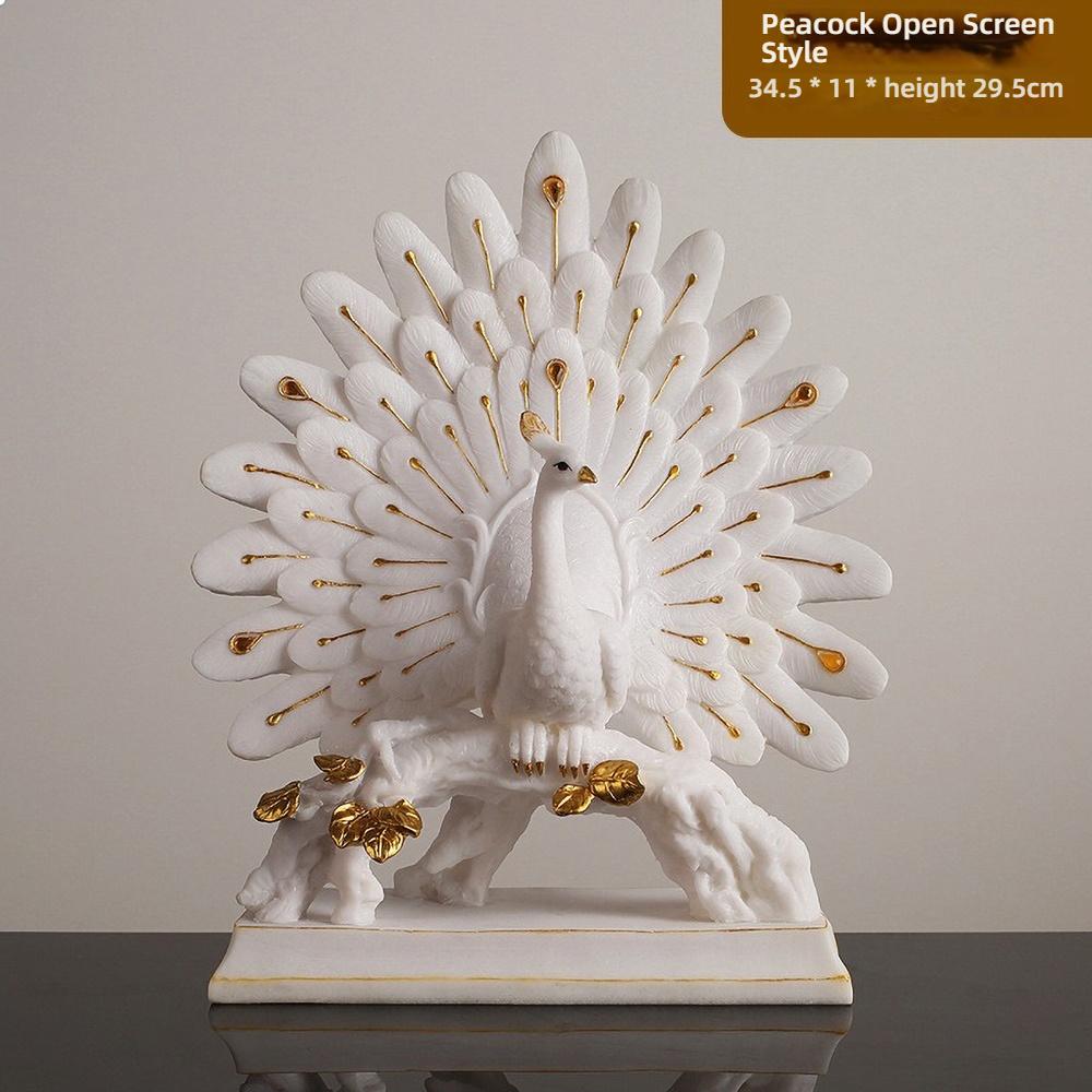 Minimalist Peacock Sculptural Vase, Luxury Gold Trim Resin Vase for Flower & Home Decor, Modern Art Centerpiece