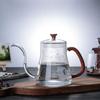 Coffee Pot Glass Hand Brewing Thin Mouth Pot, Household Coffee Brewing Thin Mouth Pot Anti-scalding Leather Rope Handle