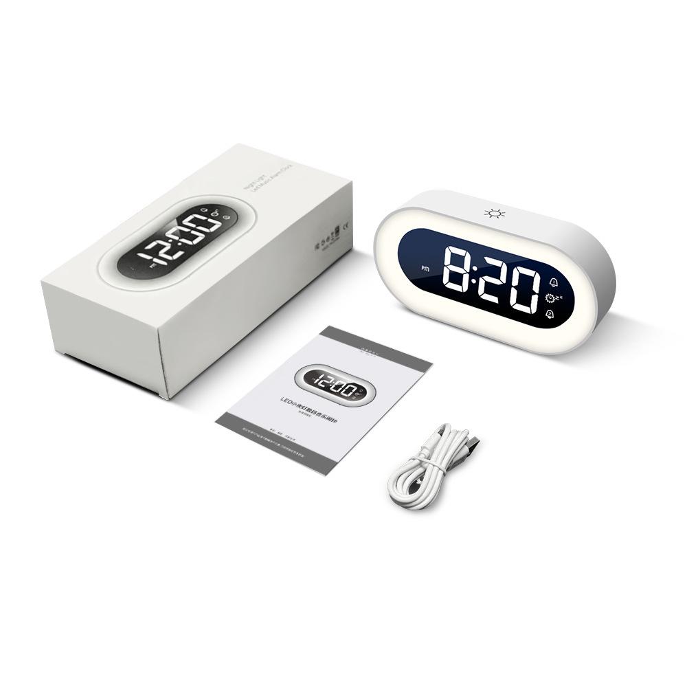 2024 LED Night Lamp & Silent Alarm Clock for Students - Multifunctional Bedroom Timepiece