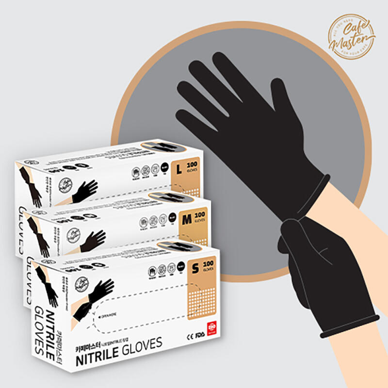 

100 шт. 6 видов нитриловых перчаток для еды и готовки одноразовые Nitrile Gloves Black S 100 pcs