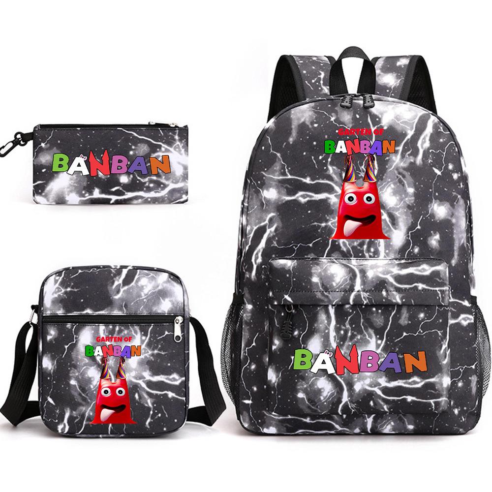 Three-piece Foreign Trade Schoolbag Casual Canvas Backpack Male and Female Students Backpack Printing