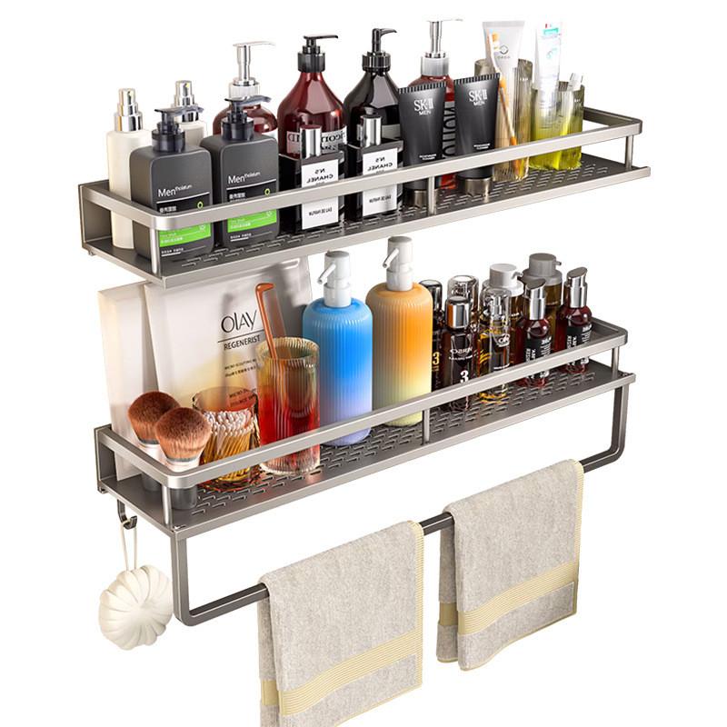 Bathroom Wall Mount Aluminum Storage Shelf With Removable Design For Toilet And Vanity Use
