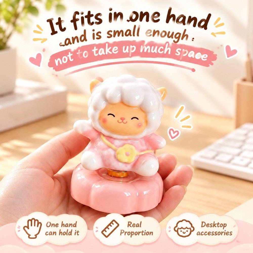 Moving Base Rotating Desk Ornament Porcelain Yearly Mascot Gift Cute Ceramic Sheep Spring Festival