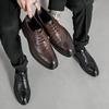 Brock leather shoes men's engraved British style high-end Korean version suit shoes heightening wedding best man shoes 6151-Q