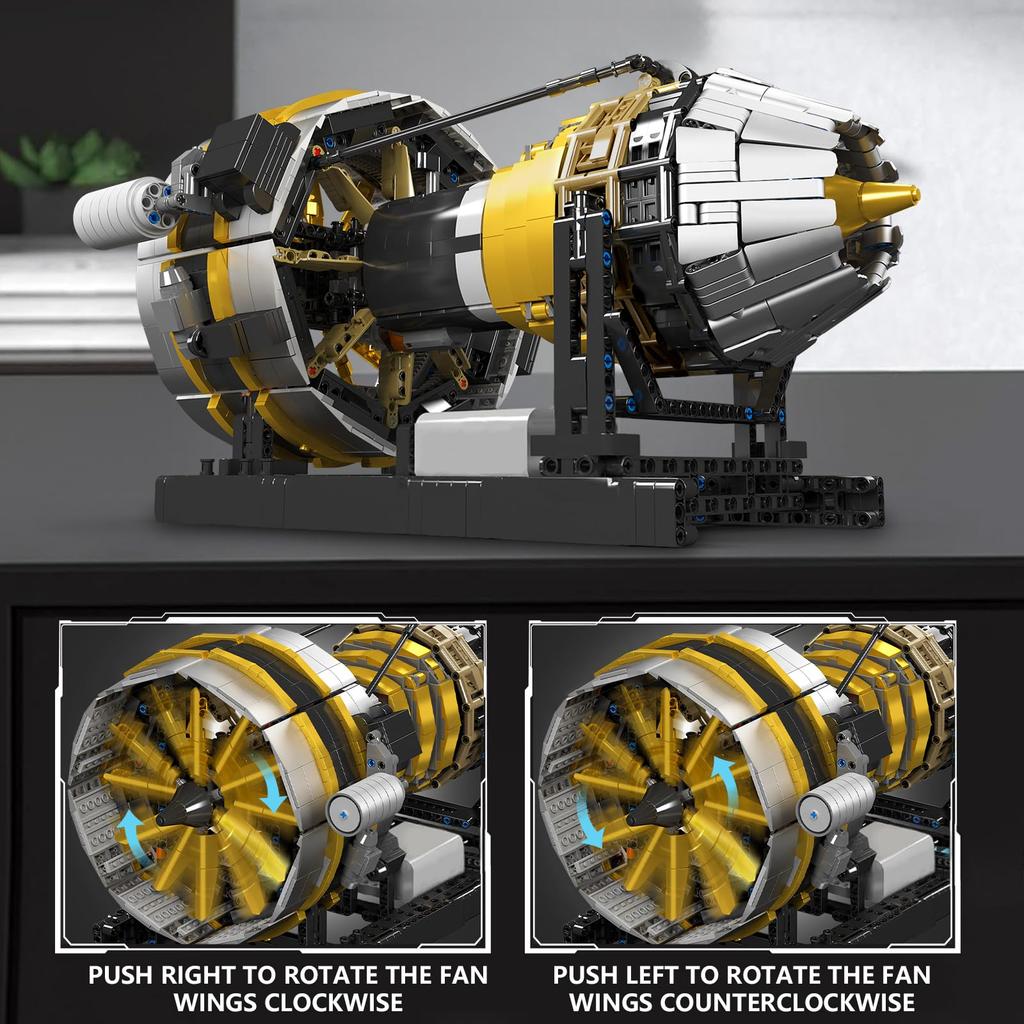 Mould King 10141 MOC Technic Airplane Engine Building Block Technology Building Block Kit with Motor and Aircraft Engine 2256 for Adults Kit, Box,